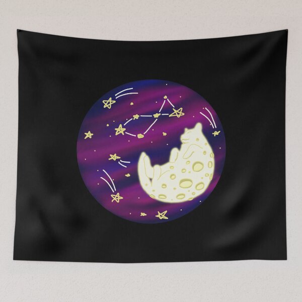 Item preview, Happy Moon Cat Among Stars designed and sold by sparkyyarns.
