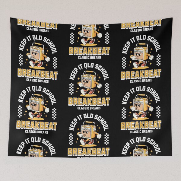 Item preview, BREAKBEAT  - Keep It Old School Mascot (White/Mustard) designed and sold by Discothreadz.