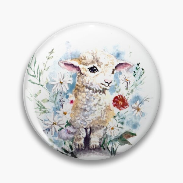 Item preview, Watercolor, spring lamb and its flowers designed and sold by Art-Flucie.