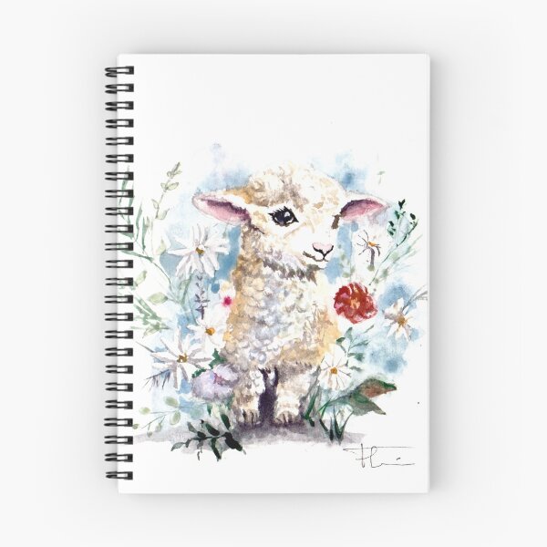 Item preview, Watercolor, spring lamb and its flowers designed and sold by Art-Flucie.