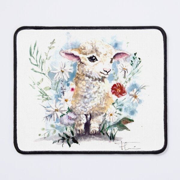 Item preview, Watercolor, spring lamb and its flowers designed and sold by Art-Flucie.