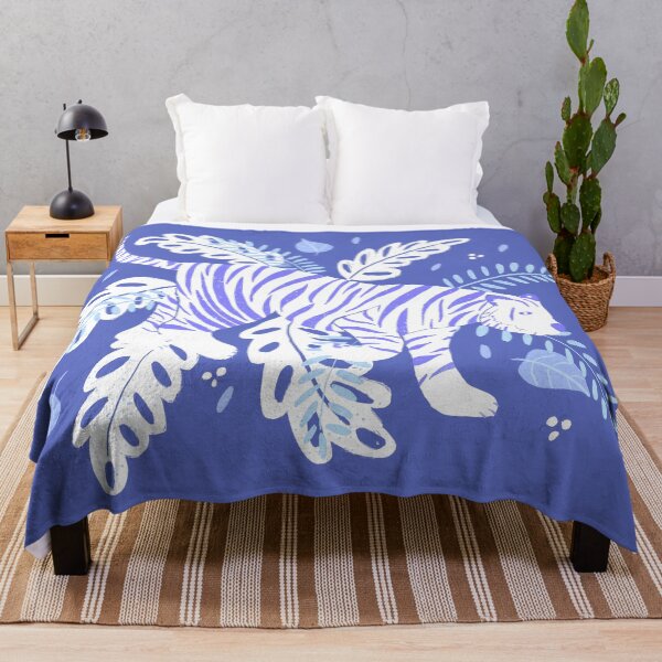 Item preview, White and blue tiger in the jungle designed and sold by Home Cyn Home.