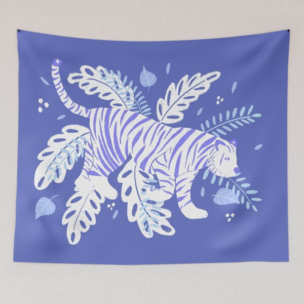 Item preview, White and blue tiger in the jungle designed and sold by Home Cyn Home.