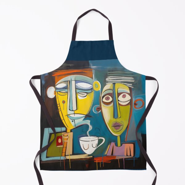 Artikelvorschau, Acryl-Delight – abstraktes Paar beim Kaffeegenuss in lebendigen Pastelltönen und dicker Pinselführung entworfen und verkauft von OlfactoART Studio.