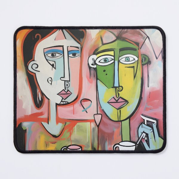 Item preview, Coffee Conversations- Stylized Abstract Man and Woman Indulging in a Java Break with Bold Brush Strokes designed and sold by OlfactoART Studio.