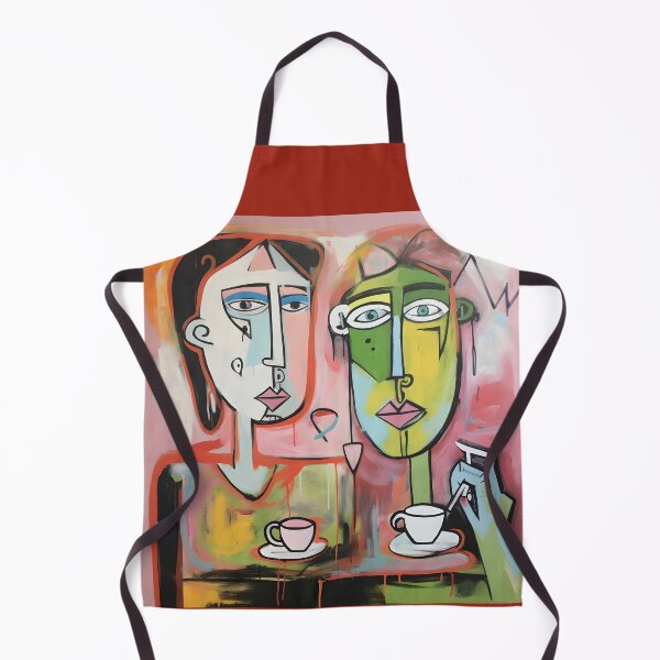 Artikelvorschau, Kaffeegespräche - Stilisierter abstrakter Mann und Frau gönnen sich eine Kaffeepause mit kräftigen Pinselstrichen entworfen und verkauft von OlfactoART Studio.