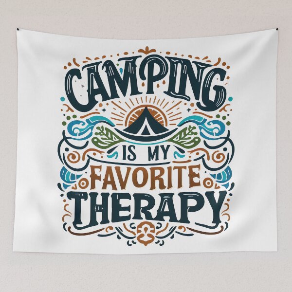 Item preview, camping is my favourite therapy, typography designed and sold by maxmaj.
