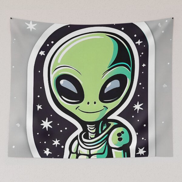 Item preview, Cute Smiling Green Extraterrestrial Alien designed and sold by Previsionart.