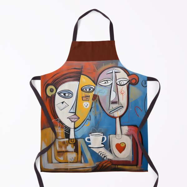 Artikelvorschau, Wunderliches Kaffeeduo - Anthropomorphe abstrakte Figuren genießen ein Gebräu mit lebendigen Acrylpastellen entworfen und verkauft von OlfactoART Studio.