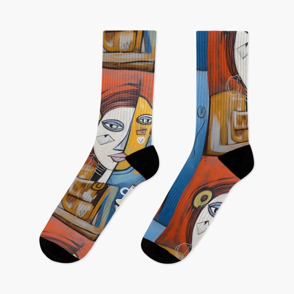 Item preview, Whimsical Coffee Duo- Anthropomorphic Abstract Figures Savoring a Brew with Vibrant Acrylic Pastels designed and sold by OlfactoART Studio.