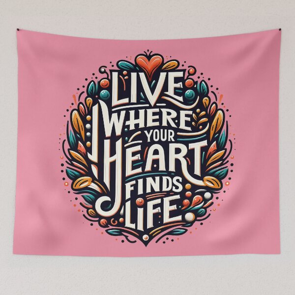 Item preview, Live where your heart finds life, typography designed and sold by maxmaj.