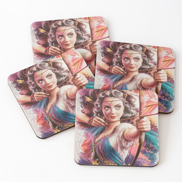 Item preview, Sagittarius Zodiac, whimsical lady, Sagittarius girl, cosmos goddess, celestial archer designed and sold by ZodiacWonders.