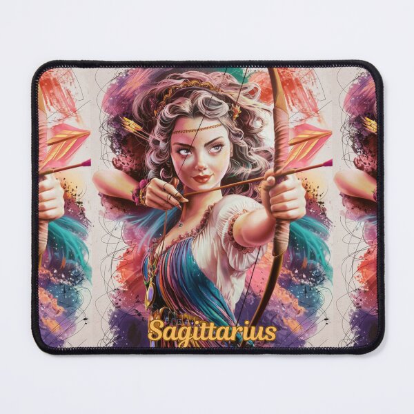 Item preview, Sagittarius Zodiac, whimsical lady, Sagittarius girl, cosmos goddess, celestial archer designed and sold by ZodiacWonders.
