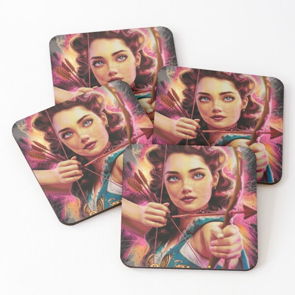 Item preview, Sagittarius Zodiac, whimsical lady, Sagittarius girl, cosmos goddess, celestial archer designed and sold by ZodiacWonders.