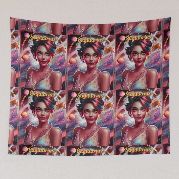 Item preview, Sagittarius Zodiac, whimsical lady, Sagittarius girl, cosmos goddess designed and sold by ZodiacWonders.