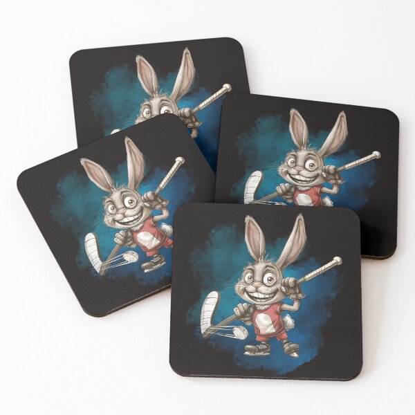Item preview, Smiling Rabbit Playing Hockey designed and sold by K-ART-STUDIO.