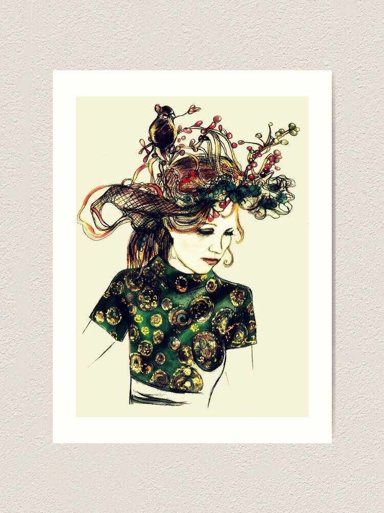 Alternate view of Foreign Slippers, Lady in a Birds Nest Hat with Chinese Dress Art Print