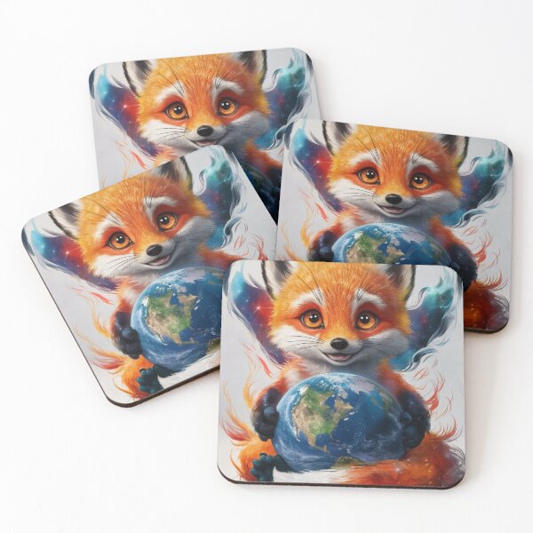 Item preview, Fox Portrait. holding globe, love earth designed and sold by FoxVibes.