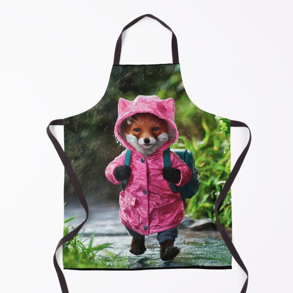 Item preview, Fox Portrait. baby fox, pink raincoat designed and sold by FoxVibes.