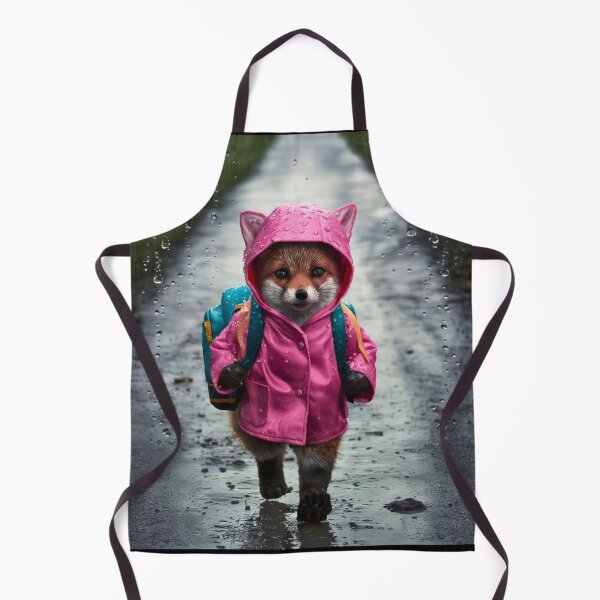 Item preview, Fox Portrait. baby fox, pink raincoat designed and sold by FoxVibes.