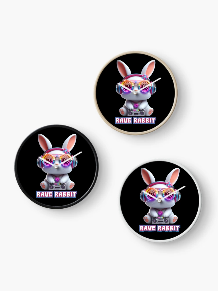 Thumbnail 3 of 4, Clock, Rave Rabbit designed and sold by Psyberspace.