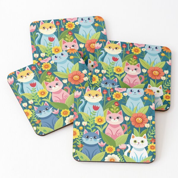 Item preview, Calico Cat sitting in a Field of Flowers pattern, Floral Pattern. designed and sold by SuraSu.