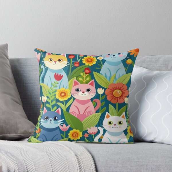 Item preview, Calico Cat sitting in a Field of Flowers pattern, Floral Pattern. designed and sold by SuraSu.
