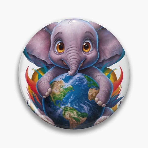 Item preview, Elephant Portrait. baby elephant, holding globe, love earth designed and sold by ElephantVibes.