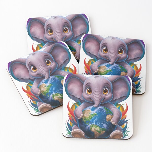 Item preview, Elephant Portrait. baby elephant, holding globe, love earth designed and sold by ElephantVibes.