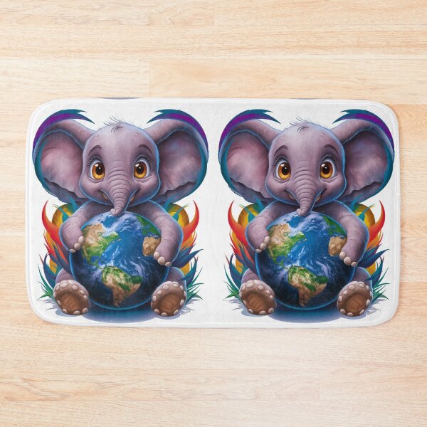 Item preview, Elephant Portrait. baby elephant, holding globe, love earth designed and sold by ElephantVibes.