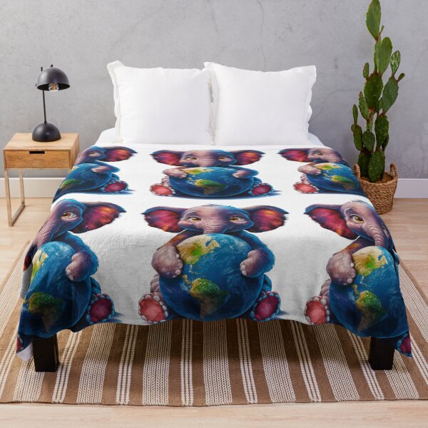 Item preview, Elephant Portrait. baby elephant, holding globe, love earth designed and sold by ElephantVibes.
