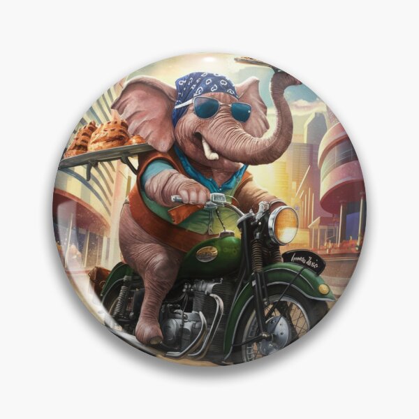 Item preview, Elephant Portrait. riding motorcycle, pastries delivery designed and sold by ElephantVibes.