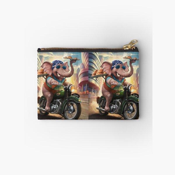Item preview, Elephant Portrait. riding motorcycle, pastries delivery designed and sold by ElephantVibes.
