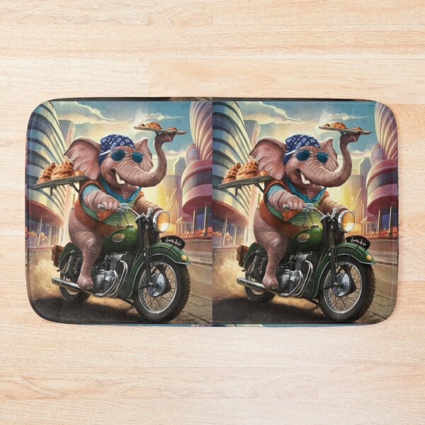 Item preview, Elephant Portrait. riding motorcycle, pastries delivery designed and sold by ElephantVibes.
