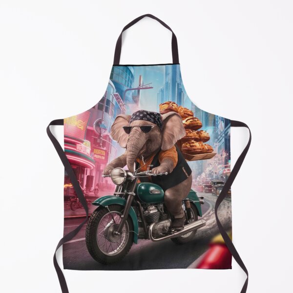 Item preview, Elephant Portrait. riding motorcycle, pastries delivery designed and sold by ElephantVibes.