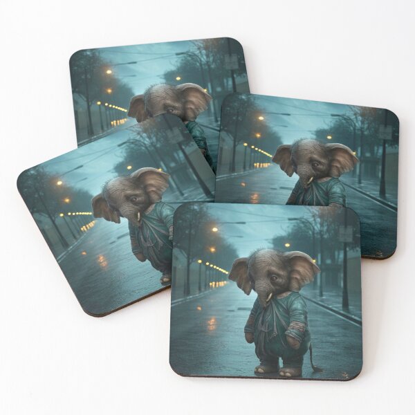 Item preview, Elephant Portrait. sad elephant, raining street designed and sold by ElephantVibes.