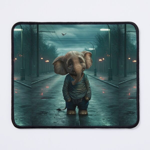 Item preview, Elephant Portrait. sad elephant, raining street designed and sold by ElephantVibes.
