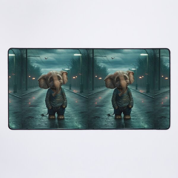 Item preview, Elephant Portrait. sad elephant, raining street designed and sold by ElephantVibes.