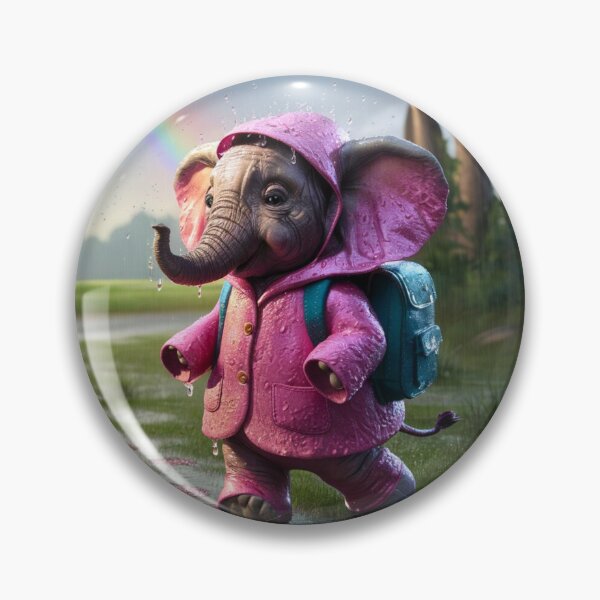 Item preview, Elephant Portrait. realistic photo, baby elephant, pink rain coat designed and sold by ElephantVibes.