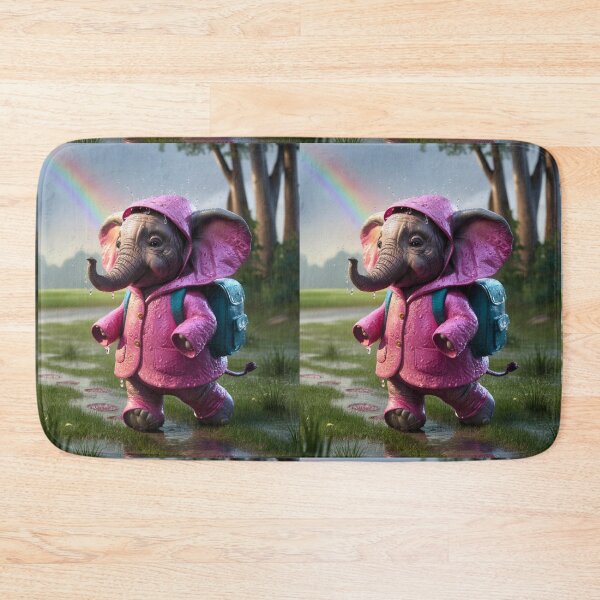 Item preview, Elephant Portrait. realistic photo, baby elephant, pink rain coat designed and sold by ElephantVibes.