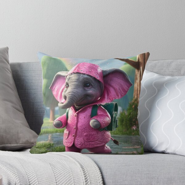 Item preview, Elephant Portrait. realistic photo, baby elephant, pink rain coat designed and sold by ElephantVibes.