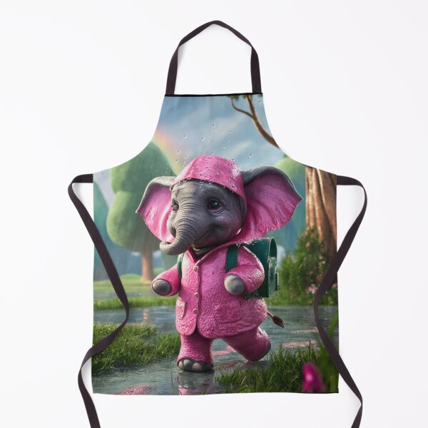 Item preview, Elephant Portrait. realistic photo, baby elephant, pink rain coat designed and sold by ElephantVibes.