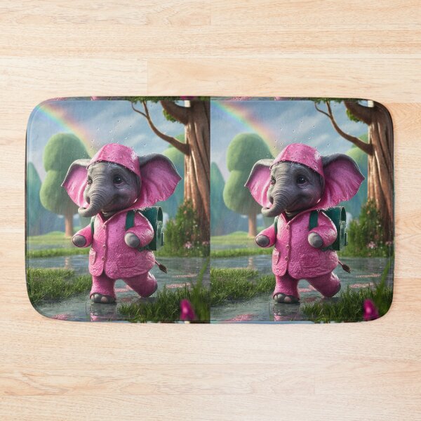 Item preview, Elephant Portrait. realistic photo, baby elephant, pink rain coat designed and sold by ElephantVibes.