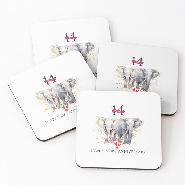 Item preview, Happy 14th Ivory Anniversary Elephants designed and sold by Tiffany Roy.