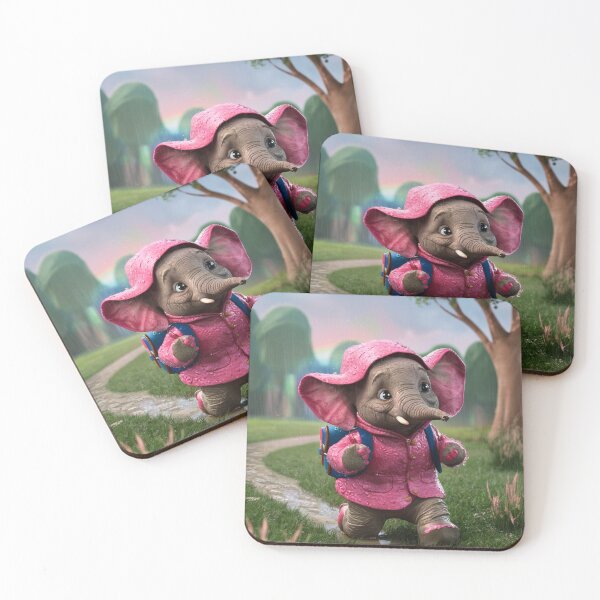 Item preview, Elephant Portrait. realistic photo, baby elephant, pink rain coat designed and sold by ElephantVibes.