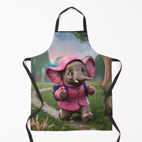 Item preview, Elephant Portrait. realistic photo, baby elephant, pink rain coat designed and sold by ElephantVibes.