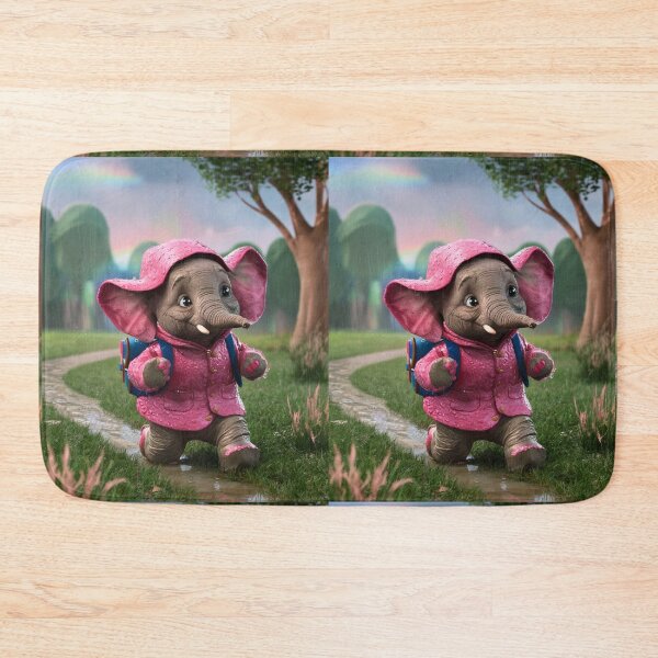 Item preview, Elephant Portrait. realistic photo, baby elephant, pink rain coat designed and sold by ElephantVibes.