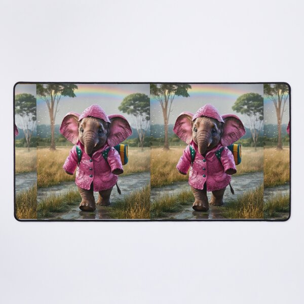 Item preview, Elephant Portrait. realistic photo, baby elephant, pink rain coat designed and sold by ElephantVibes.