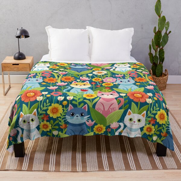 Item preview, Calico Cat sitting in a Field of Flowers pattern, Floral Pattern. designed and sold by SuraSu.