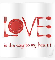 Inscription LOVE from cutlery. Poster